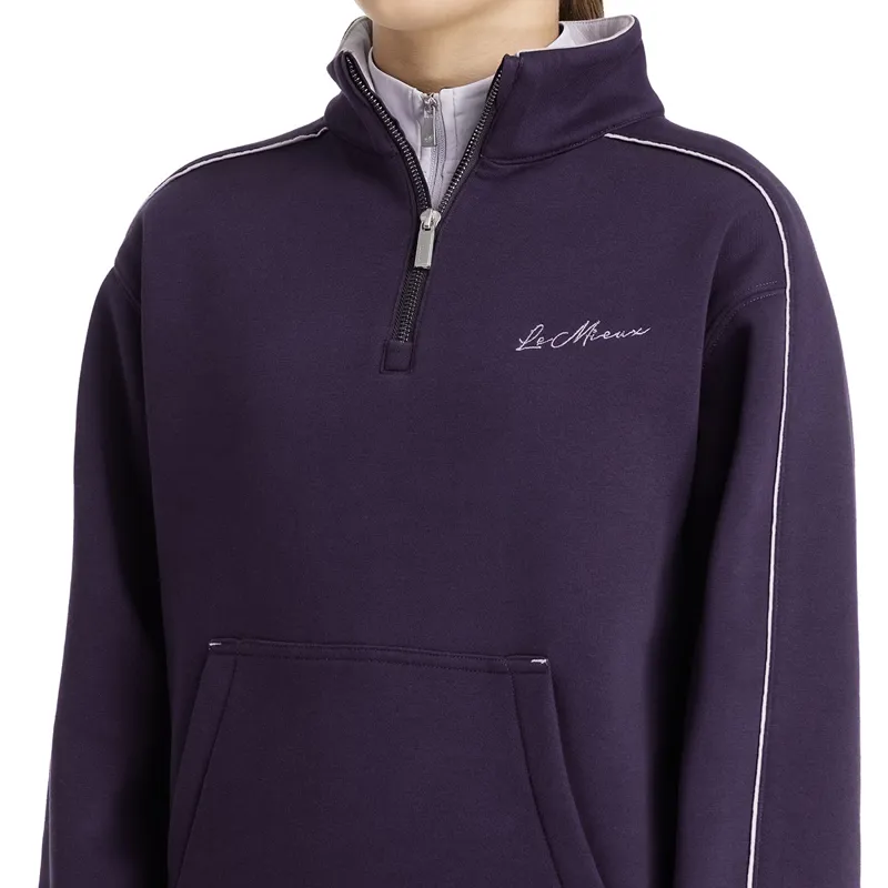 LeMieux Young Rider Kate Quarter Zip Junior Sweatshirt - Juniper/Lilac-4