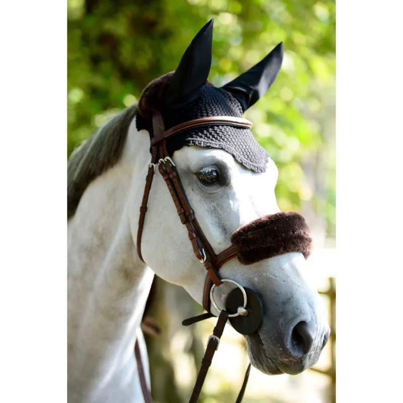 Kentucky Sheepskin Noseband Cover - Brown-1