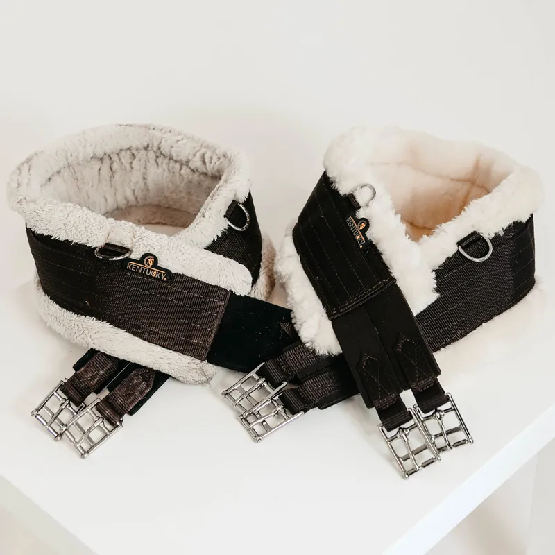 Kentucky Elasticated Sheepskin Girth - Black/Natural-3