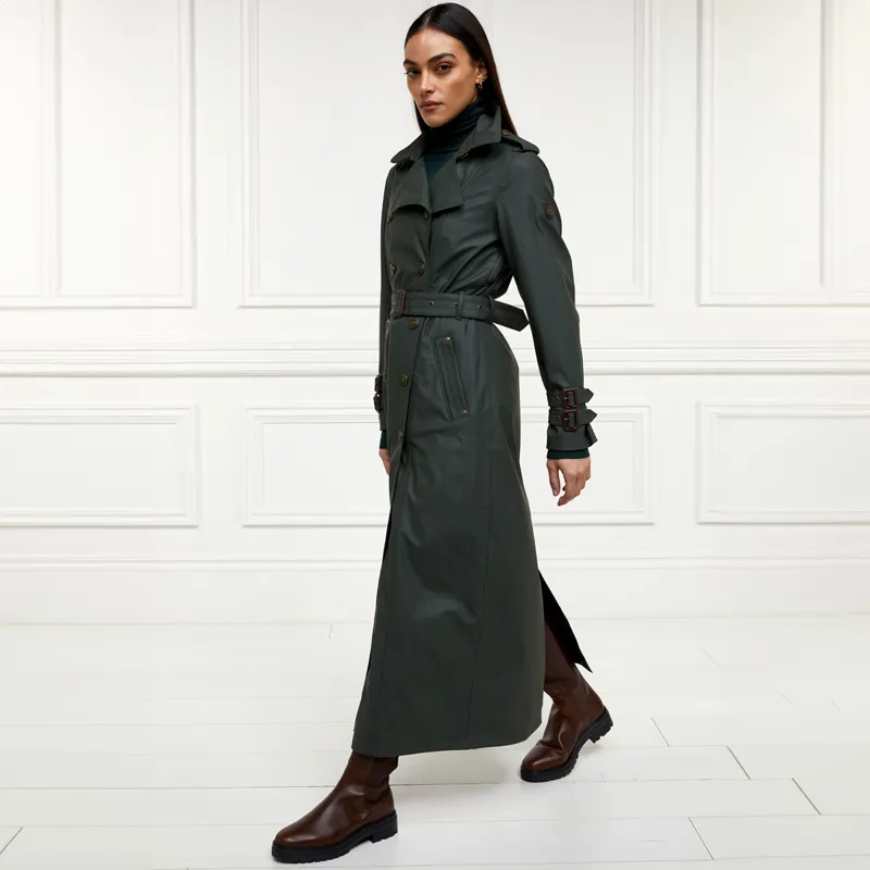 Holland Cooper Kendal Full Length Waterproof Trench Coat - Evergreen-2