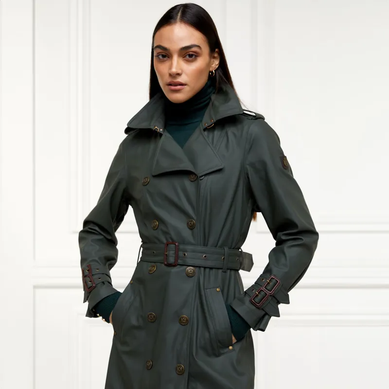 Holland Cooper Kendal Full Length Waterproof Trench Coat - Evergreen-1