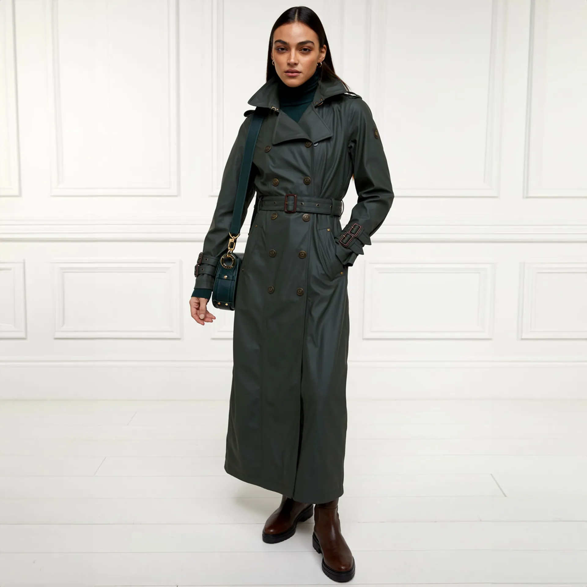 Holland Cooper Kendal Waterproof Trench Coat Evergreen