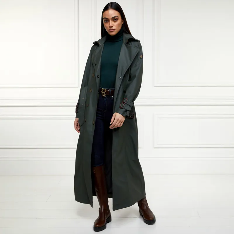 Holland Cooper Kendal Full Length Waterproof Trench Coat - Evergreen-6