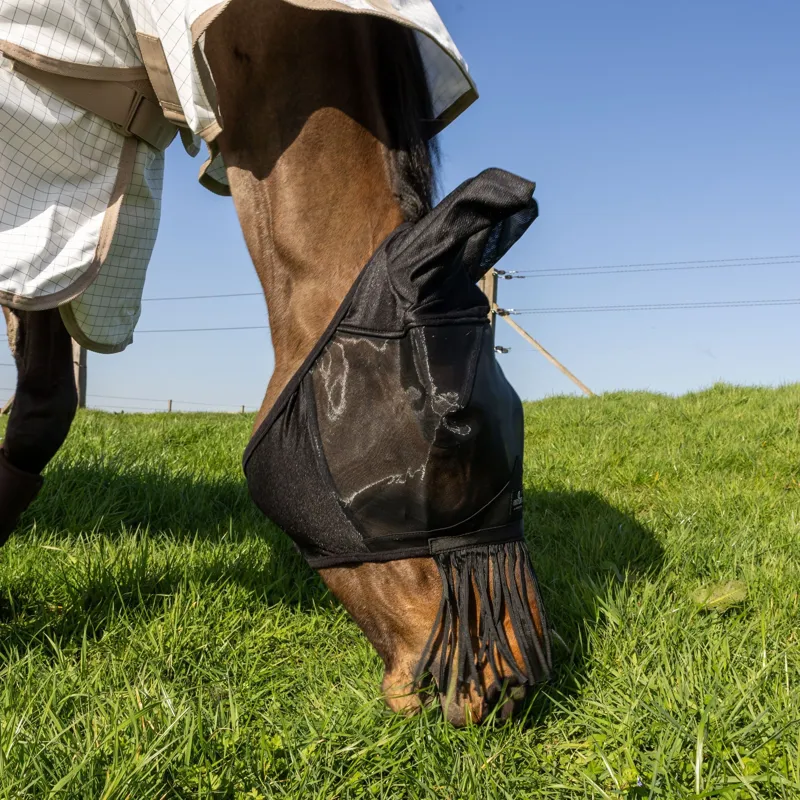 Kentucky Classic Fly Mask with Ears and Nose Tassels - Black-3