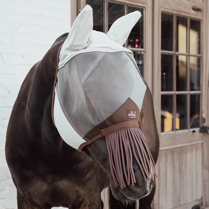 Kentucky Classic Fly Mask with Ears and Nose Tassels - Silver