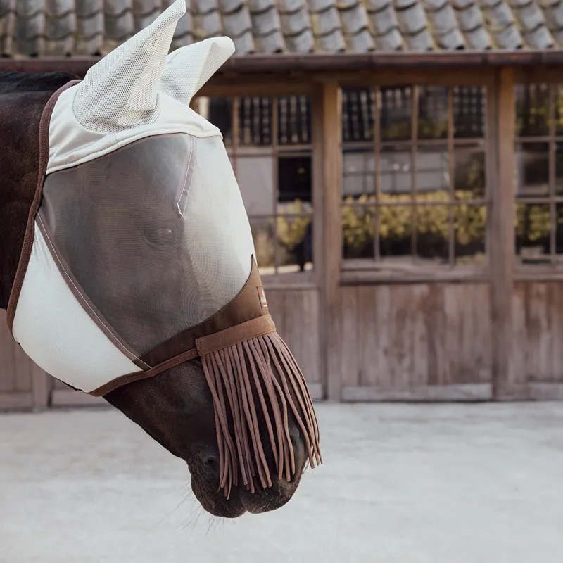 Kentucky Classic Fly Mask with Ears and Nose Tassels - Silver-1