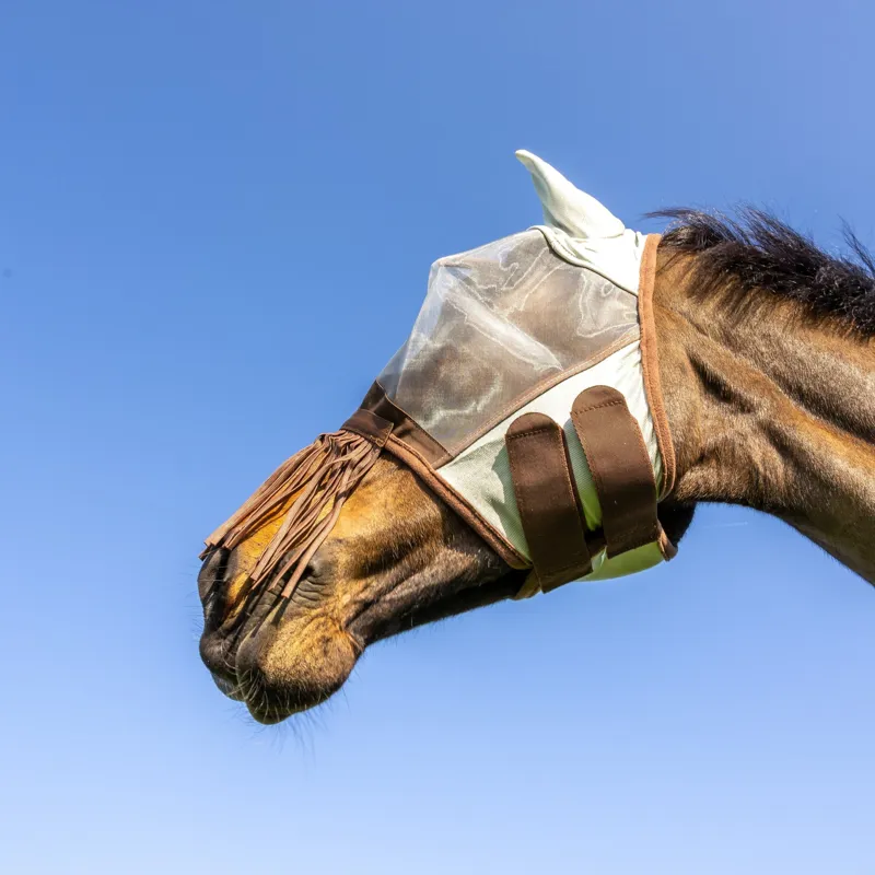 Kentucky Classic Fly Mask with Ears and Nose Tassels - Silver-4