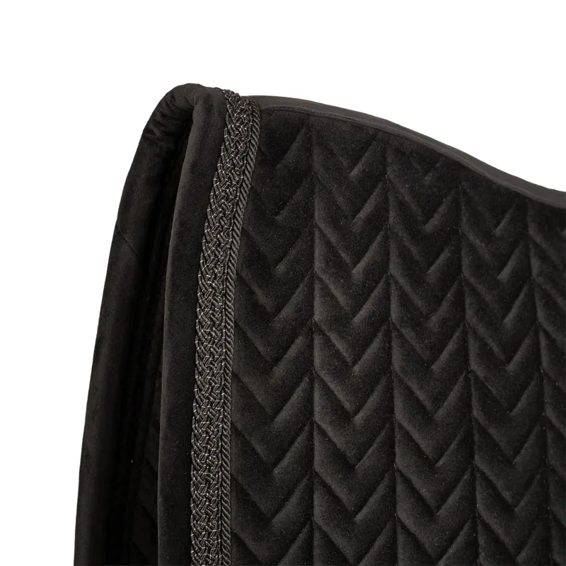 Kentucky Fishbone Plaited Glitter Rope Velvet Dressage Saddlecloth - Black-1