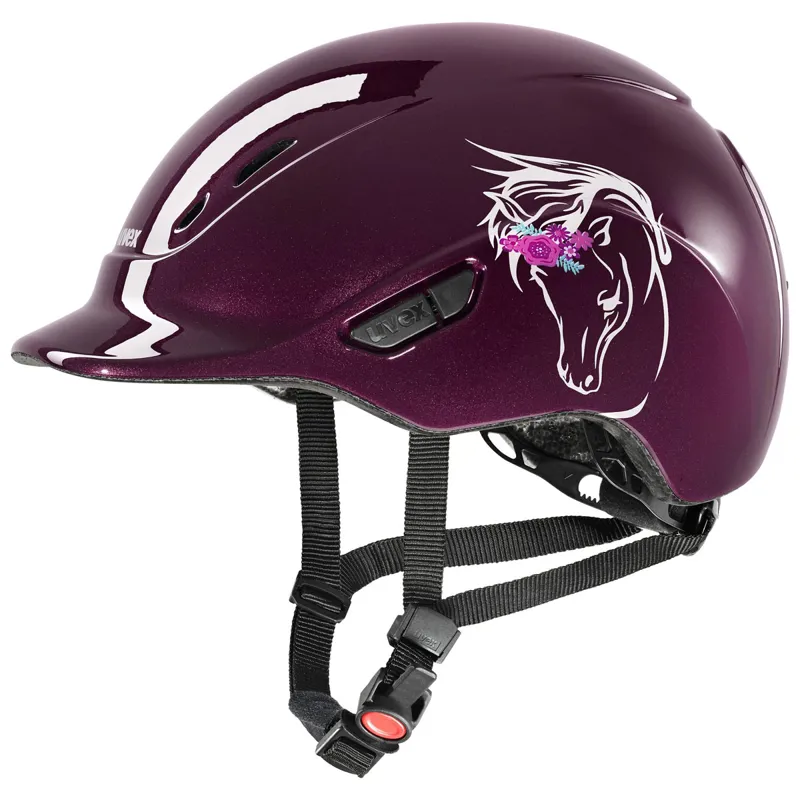 Uvex Kidoxx Dekor Riding Hat - Flower Pony/Shiny Burgundy