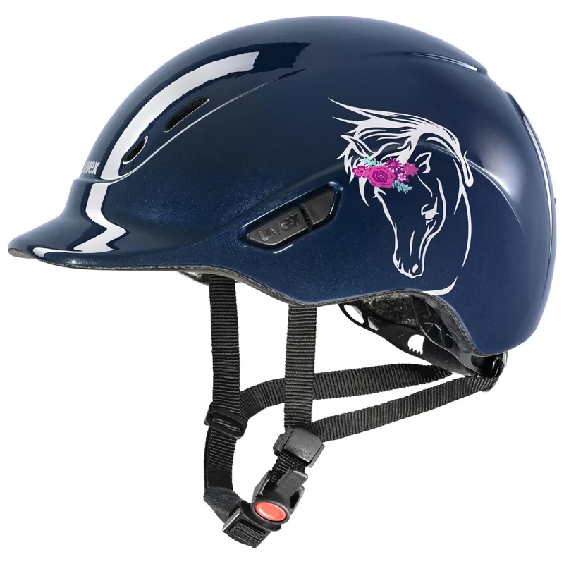 Uvex Kidoxx Dekor Riding Hat - Flower Pony/Shiny Navy