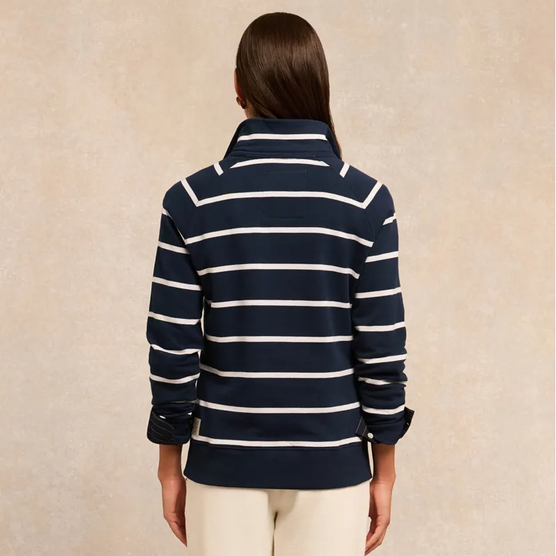 Holland Cooper Kingham Ladies Quarter Zip - Ink Navy Stripe-1