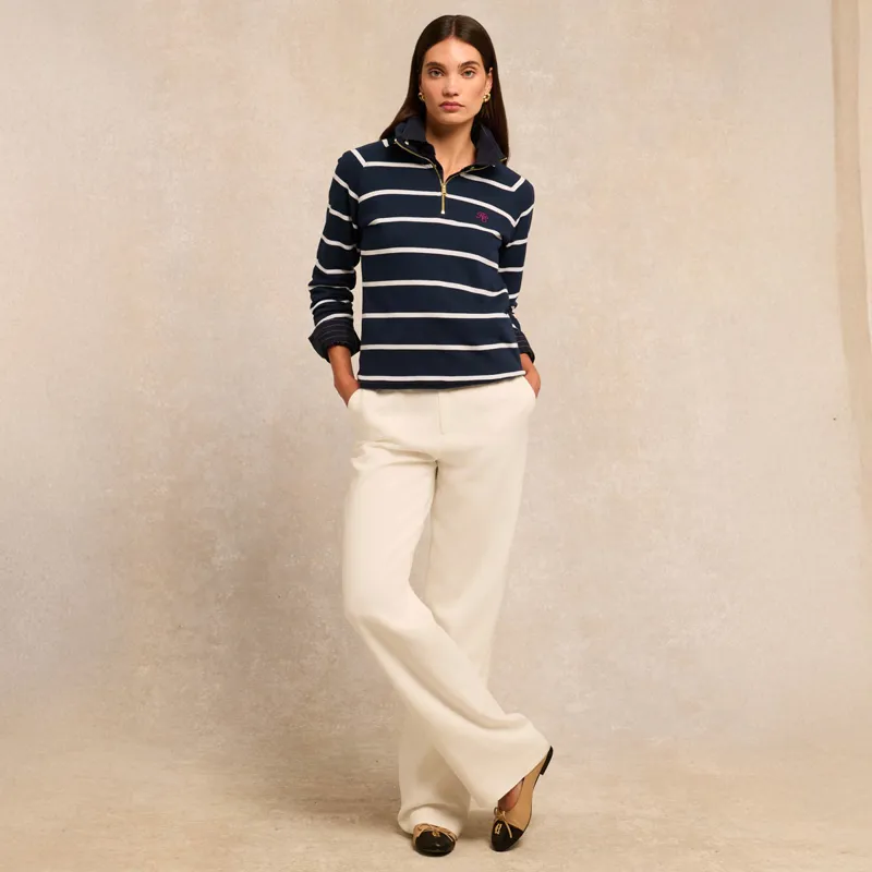 Holland Cooper Kingham Ladies Quarter Zip - Ink Navy Stripe-3