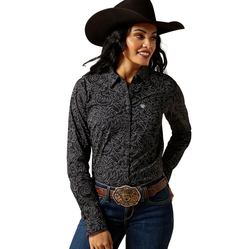 Ariat Kirby Stretch Womens Shirt - Black Boot Stitch