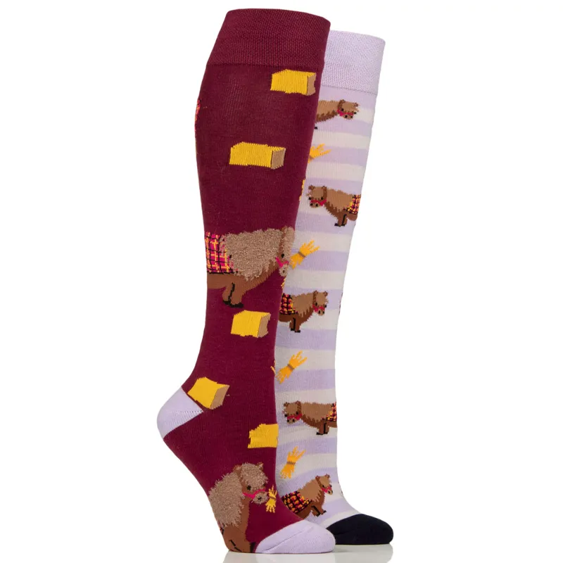 Sockshop Wild Feet Knee High Ladies Socks 2 Pack - Snacky Pony