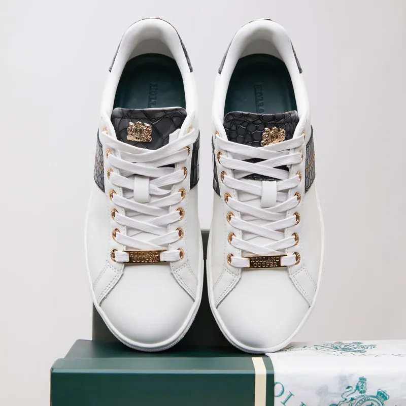 Holland Cooper Knightsbridge Ladies Court Trainers - Black Croc-13