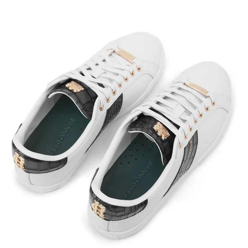 Holland Cooper Knightsbridge Ladies Court Trainers - Black Croc-11