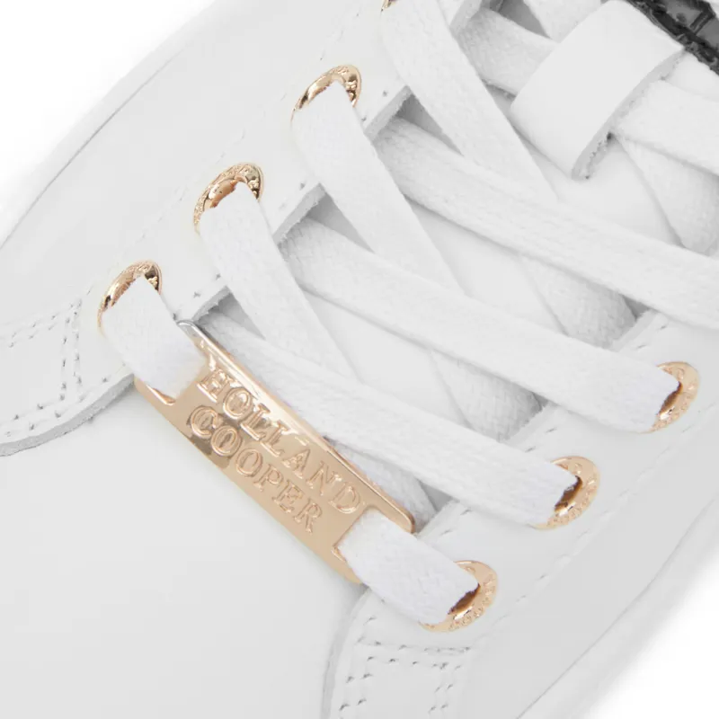 Holland Cooper Knightsbridge Ladies Court Trainers - Black Croc-9