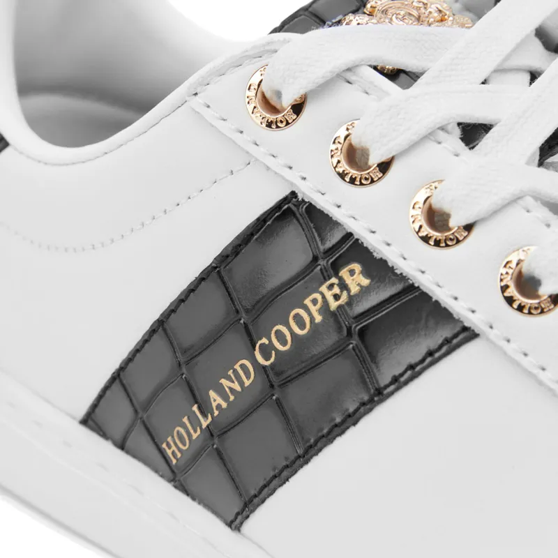 Holland Cooper Knightsbridge Ladies Court Trainers - Black Croc-8