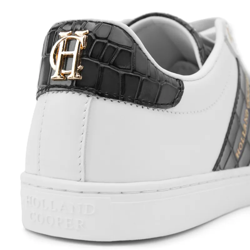 Holland Cooper Knightsbridge Ladies Court Trainers - Black Croc-7