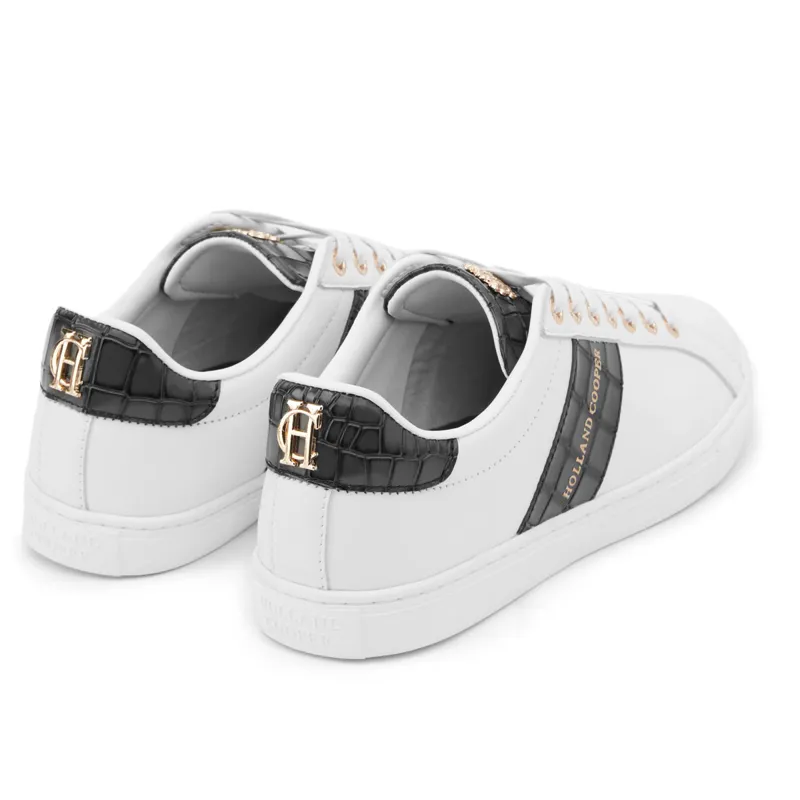 Holland Cooper Knightsbridge Ladies Court Trainers - Black Croc-6