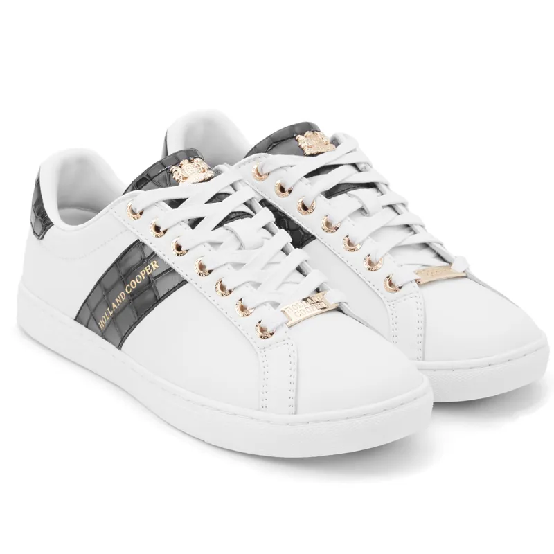 Holland Cooper Knightsbridge Ladies Court Trainers - Black Croc