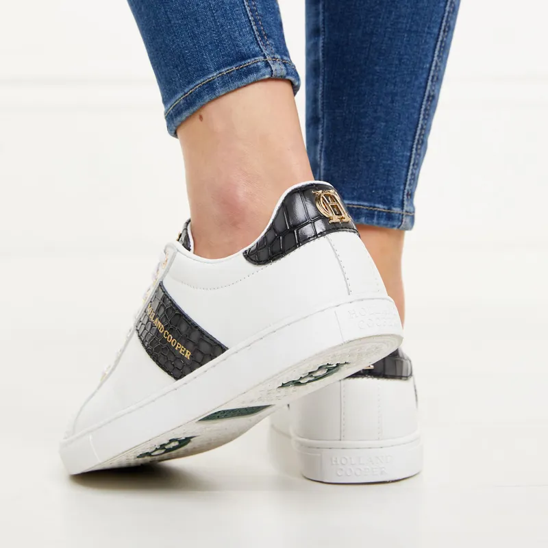 Holland Cooper Knightsbridge Ladies Court Trainers - Black Croc-4