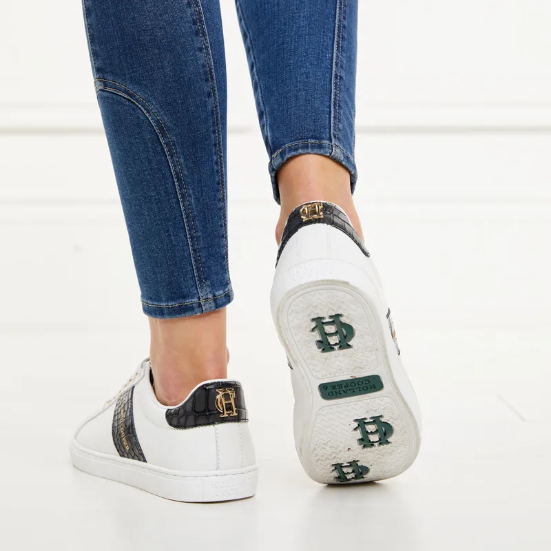 Holland Cooper Knightsbridge Ladies Court Trainers - Black Croc-3