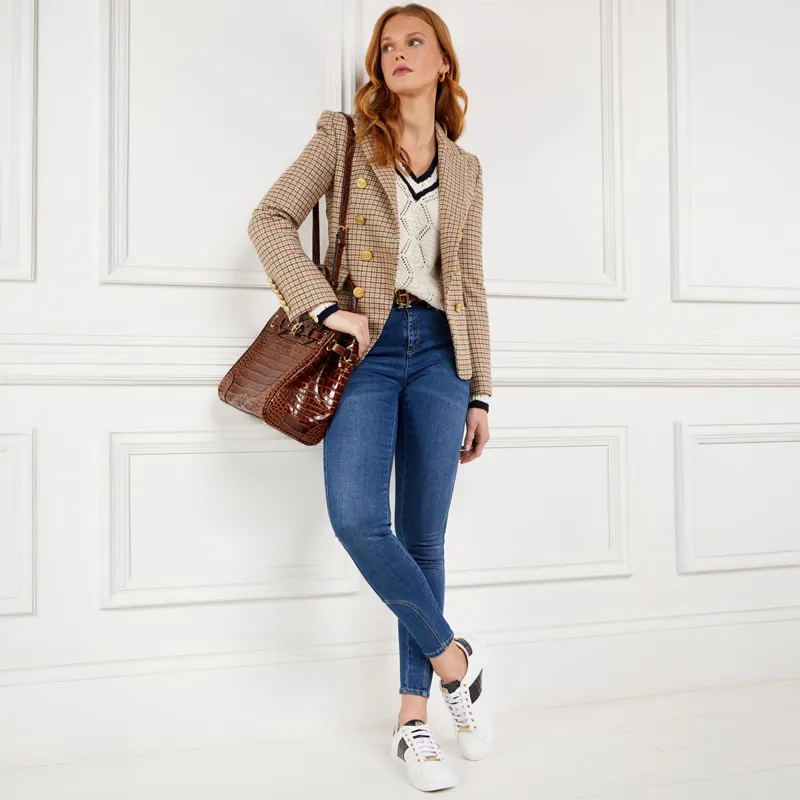 Holland Cooper Knightsbridge Ladies Court Trainers - Black Croc-2