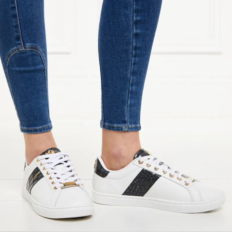 Holland Cooper Knightsbridge Ladies Court Trainers - Black Croc-1