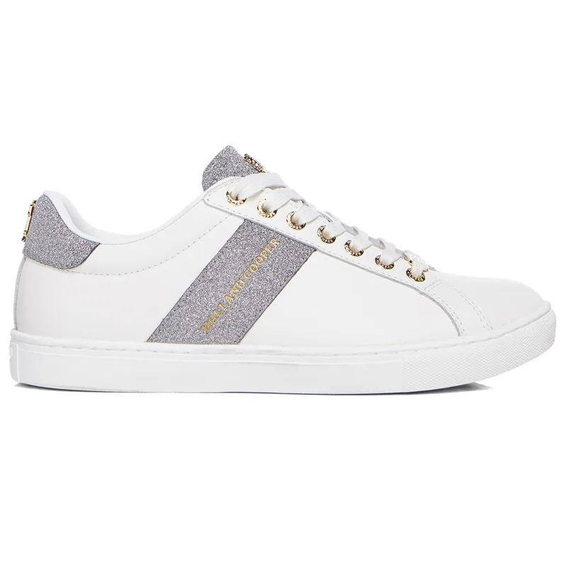 Holland Cooper Knightsbridge Ladies Court Trainers  - Silver Crystal