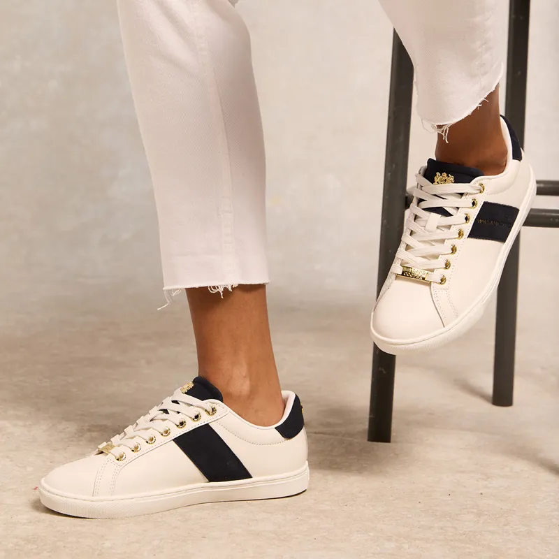 Holland Cooper Knightsbridge Ladies Court Trainers - White/Navy-1