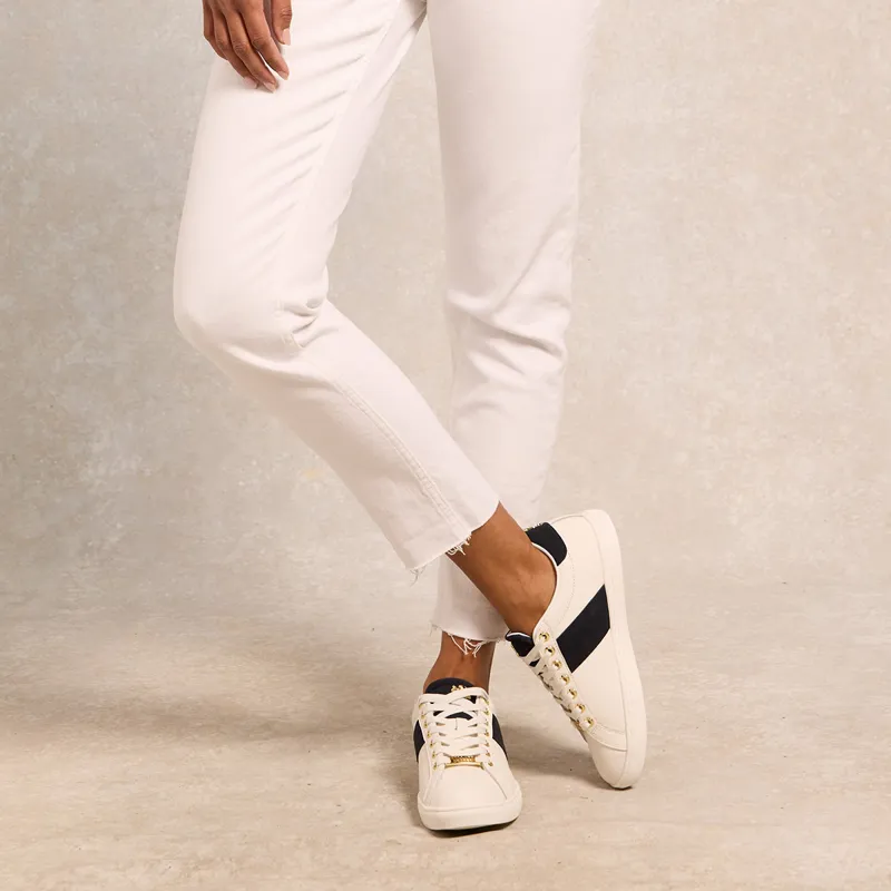 Holland Cooper Knightsbridge Ladies Court Trainers - White/Navy-2