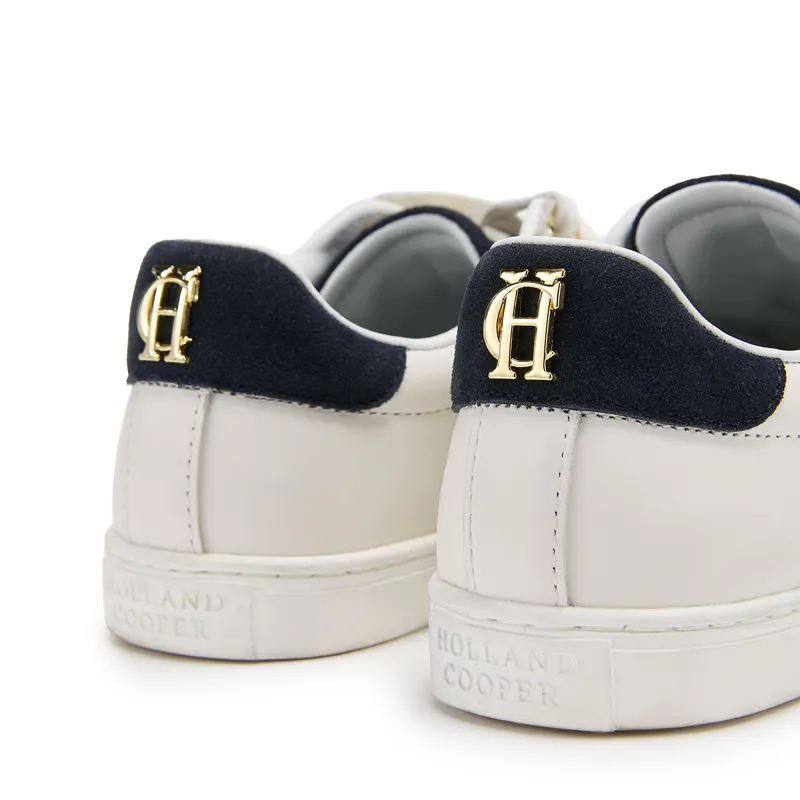 Holland Cooper Knightsbridge Ladies Court Trainers - White/Navy-5