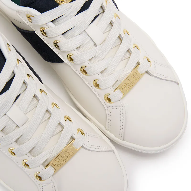 Holland Cooper Knightsbridge Ladies Court Trainers - White/Navy-6