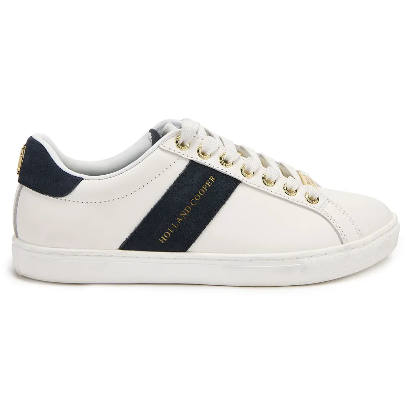 Holland Cooper Knightsbridge Ladies Court Trainers - White/Navy