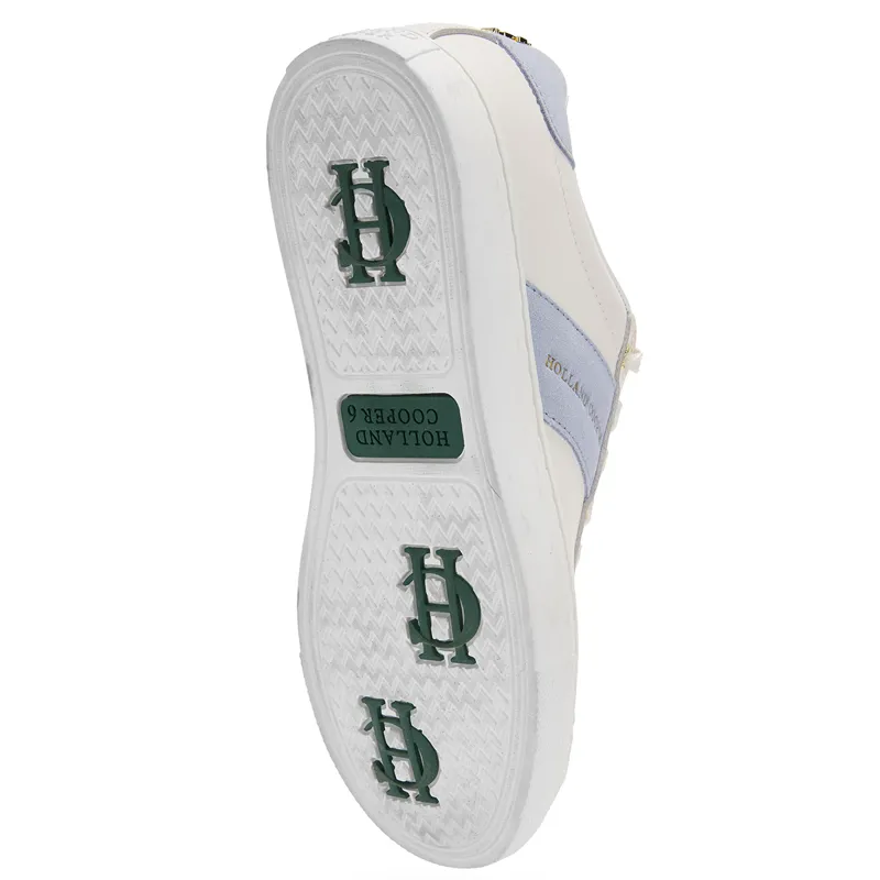 Holland Cooper Knightsbridge Ladies Court Trainers - White/Smokey Blue-4