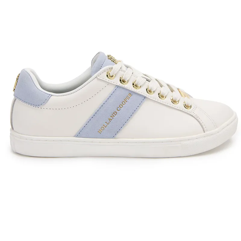Holland Cooper Knightsbridge Ladies Court Trainers - White/Smokey Blue