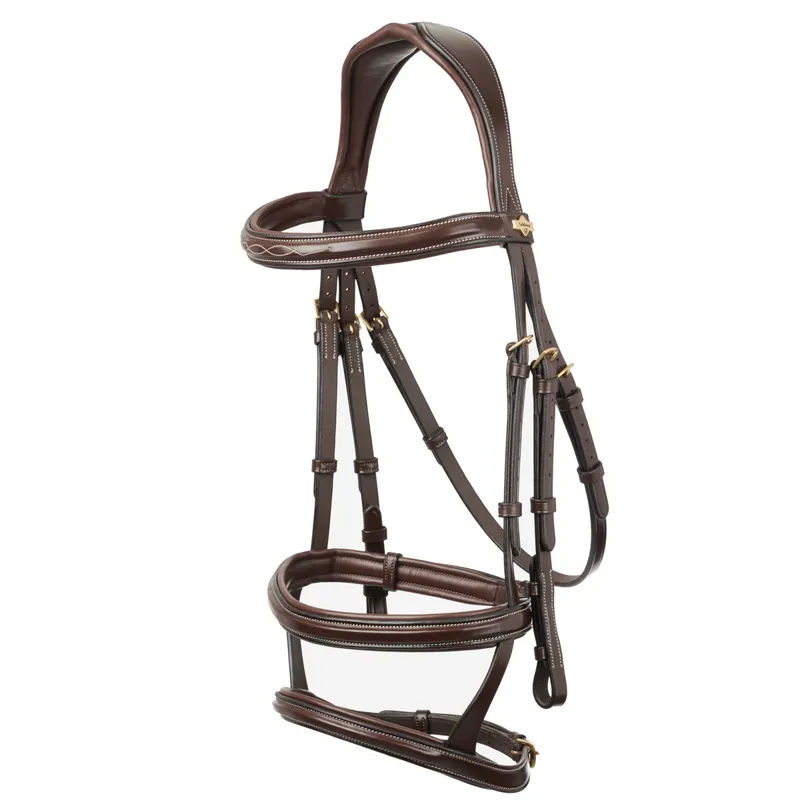 LeMieux Kudos Double Noseband Bridle - Havana/Brass