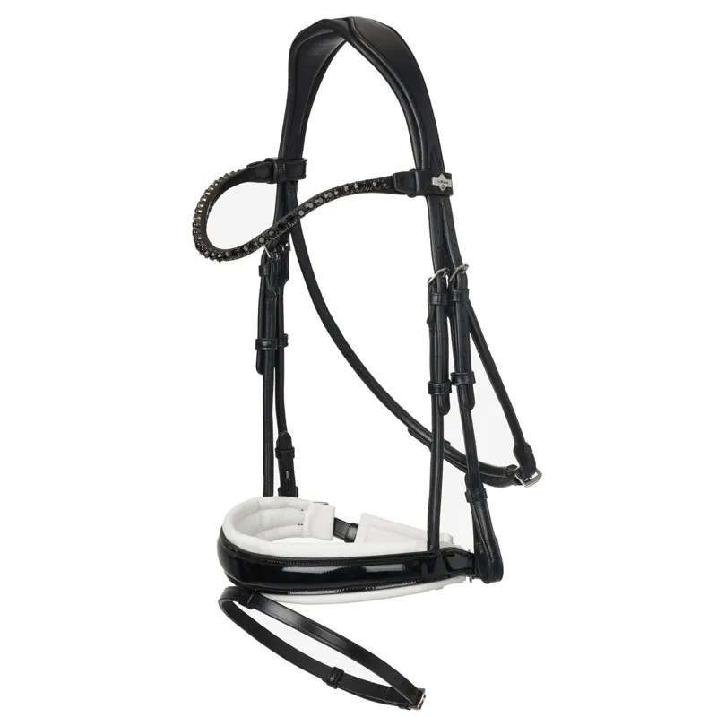 LeMieux Kudos Patent Dressage Bridle - Black/White