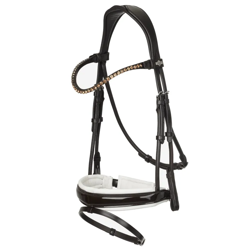 LeMieux Kudos Patent Dressage Bridle - Brown/White