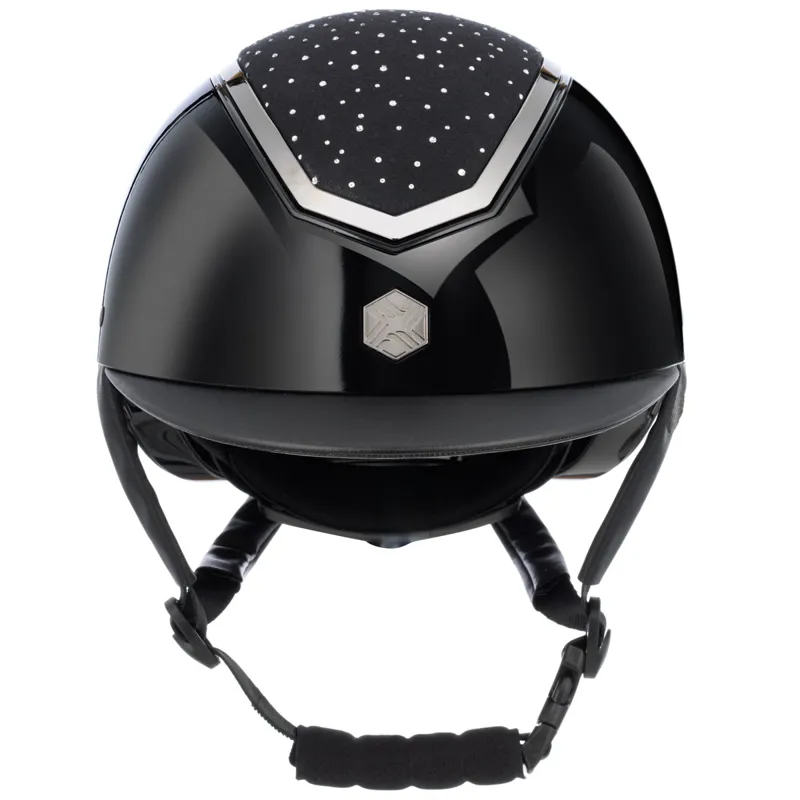 Charles Owen EQx Kylo Crystal Riding Hat - Black Gloss/Chrome Crystal-2