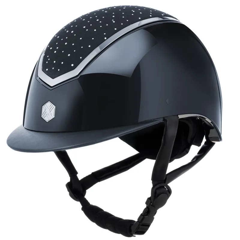 Charles Owen EQx Kylo Crystal Riding Hat - Navy Gloss/Silver Crystal
