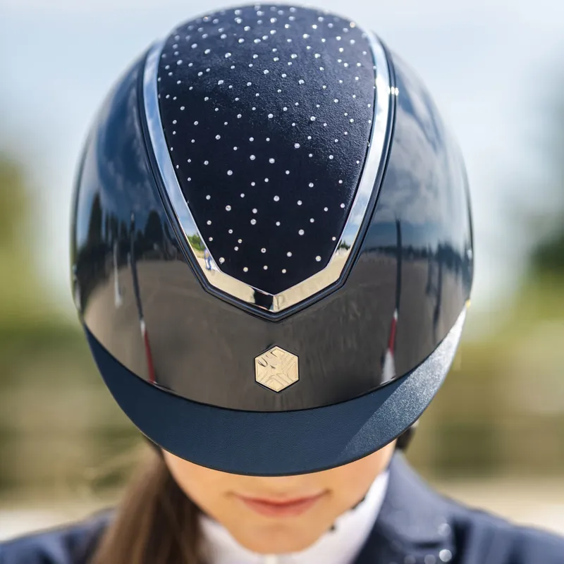 Charles Owen EQx Kylo Crystal Riding Hat - Navy Gloss/Silver Crystal-4