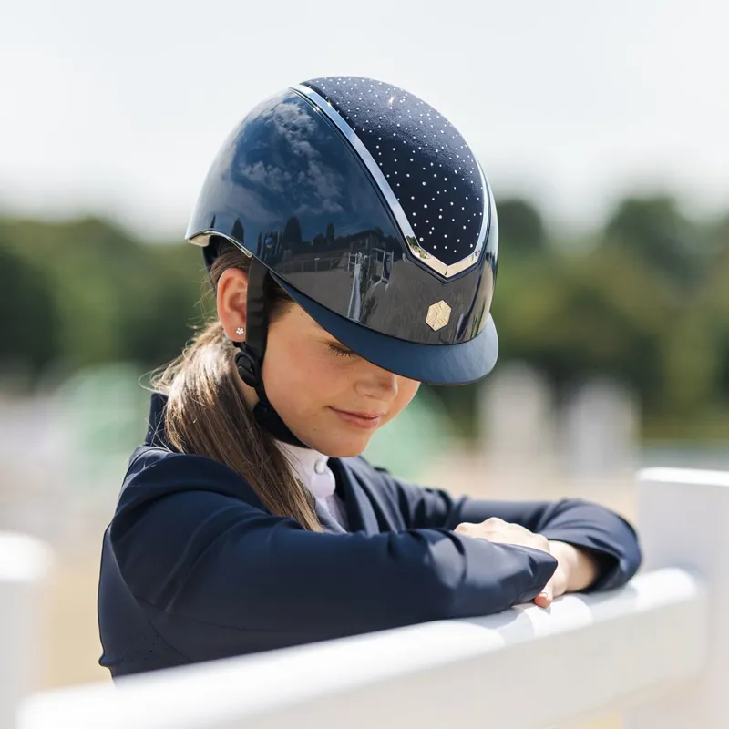 Charles Owen EQx Kylo Crystal Riding Hat - Navy Gloss/Silver Crystal-3