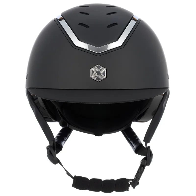 Charles Owen EQx Kylo Riding Hat - Black Matt/Silver Gloss-1