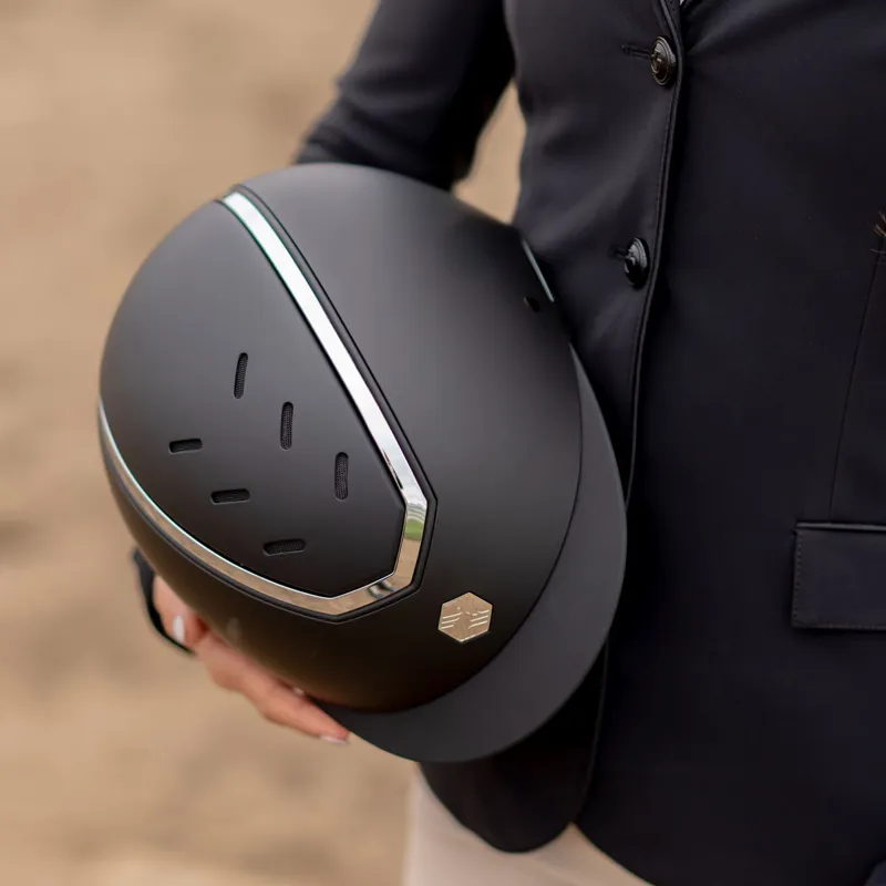Charles Owen EQx Kylo Riding Hat - Black Matt/Silver Gloss-3