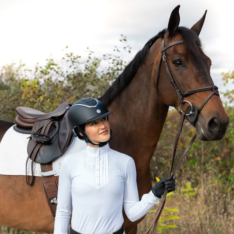 Charles Owen EQx Kylo Riding Hat - Black Matt/Silver Gloss-5