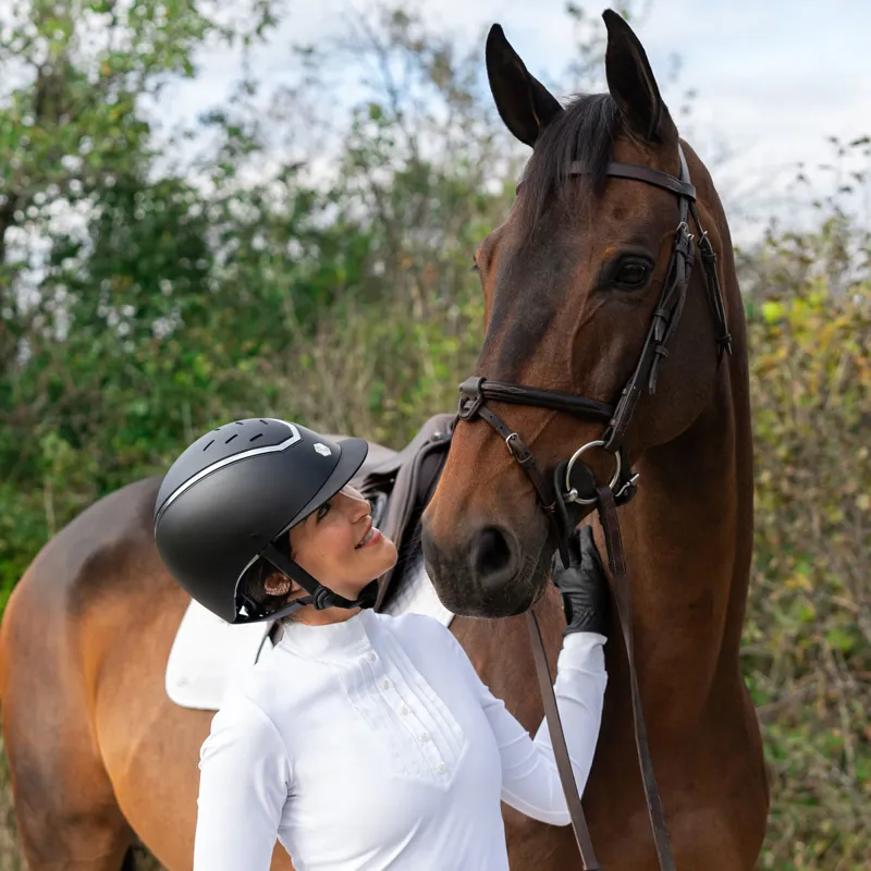 Charles Owen EQx Kylo Riding Hat - Black Matt/Silver Gloss-6
