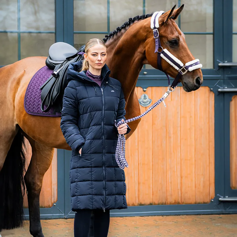 Schockemohle Kyra Style Ladies Long Puffer Jacket - Deep Night-6