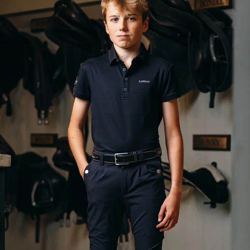 LeMieux Young Rider Knee Grip Boys Breeches - Navy-3